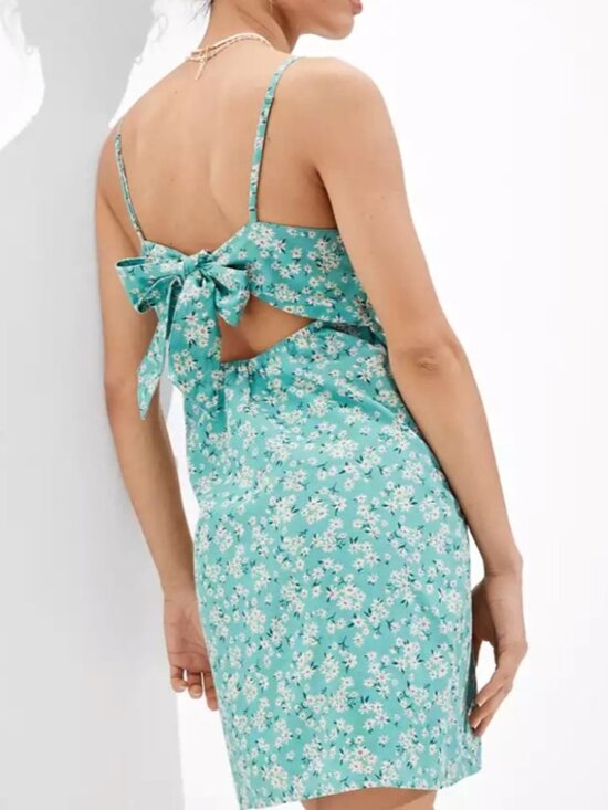 American Eagle Outfitters Dresses & Skirts - American Eagle | Linen Blend Floral Tie Back Mini Dress | Medium